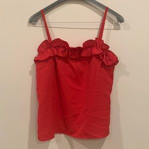 Red ruffled tank top